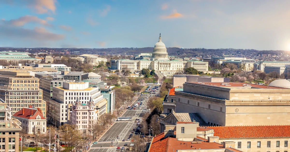 A view of downtown Washington, DC, with the Capitol Building | Swyft Filings