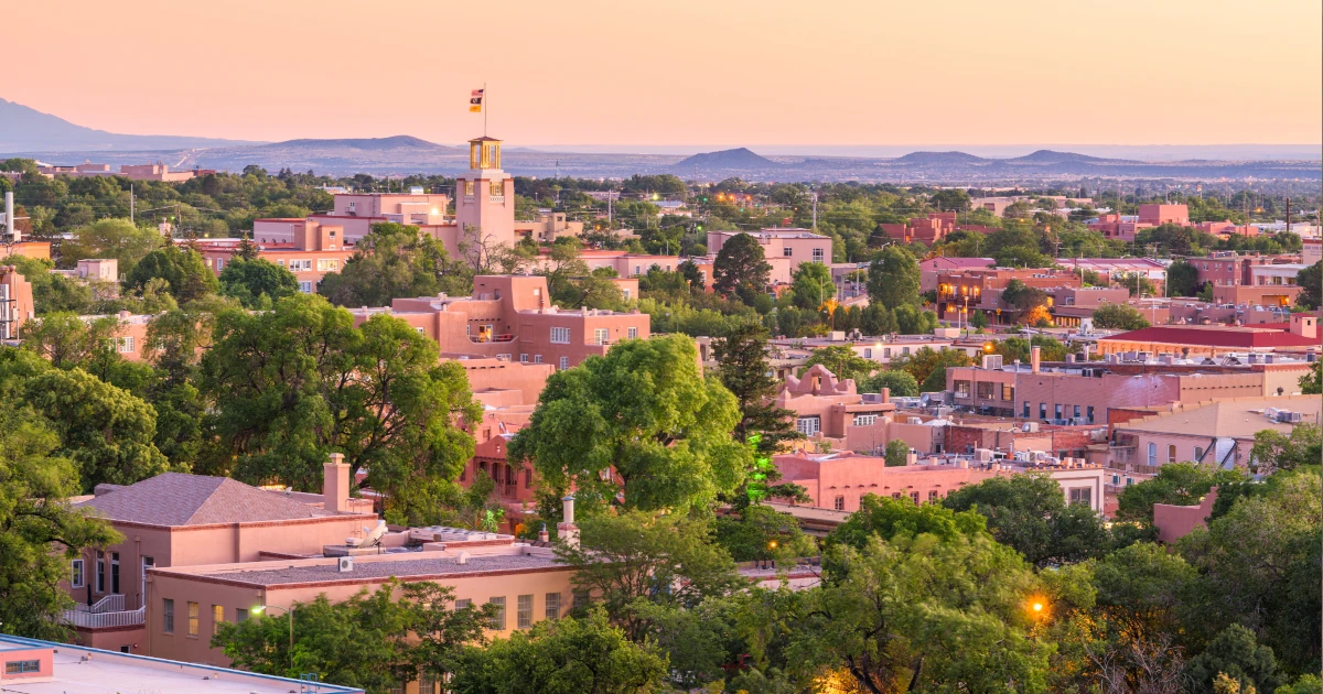 Santa Fe buildings and mountains | Swyft Filings