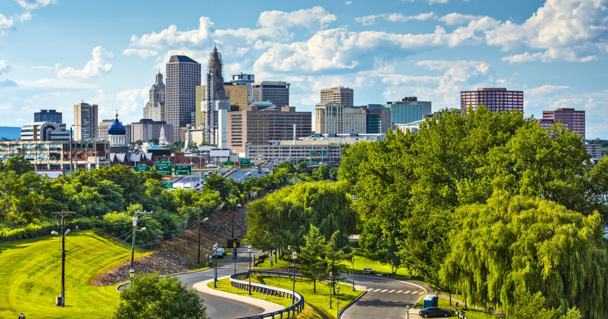 The Hartford, Connecticut skyline during the day | Swyft Filings