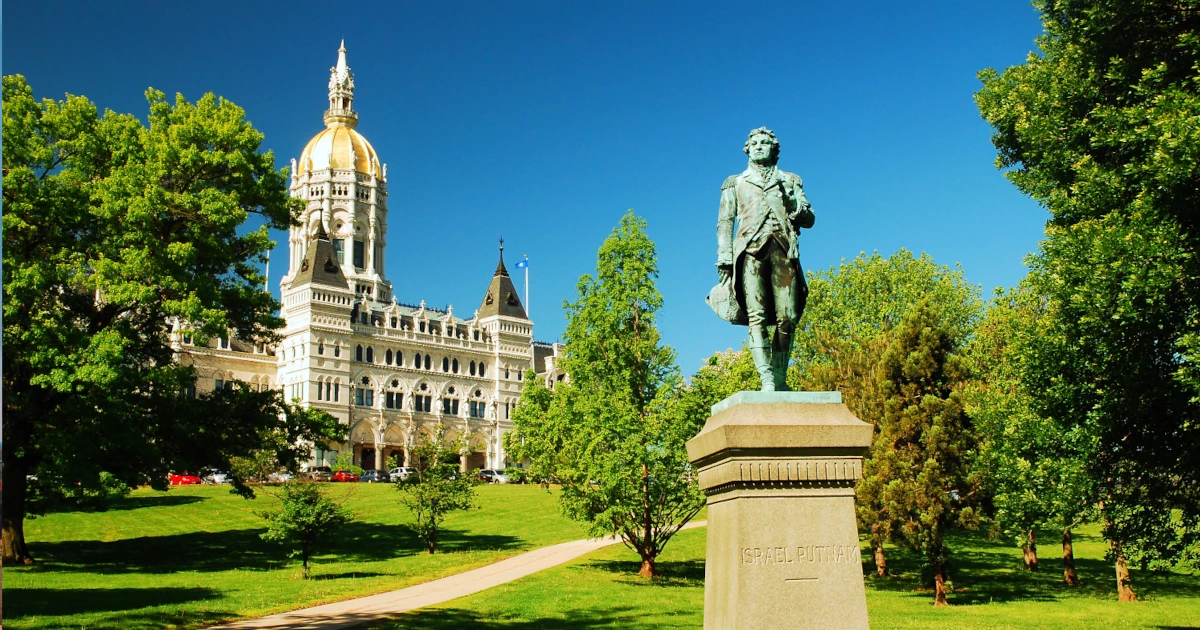 Statue of historical figure in Connecticut