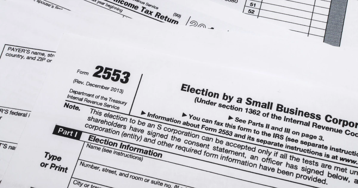 A photo of Form 2553 for S Corp election | Swyft Filings