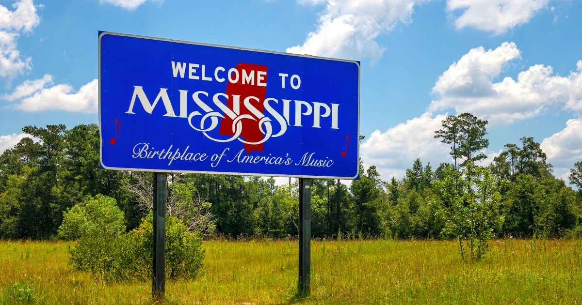 A Mississippi state welcome sign | Swyft Filings