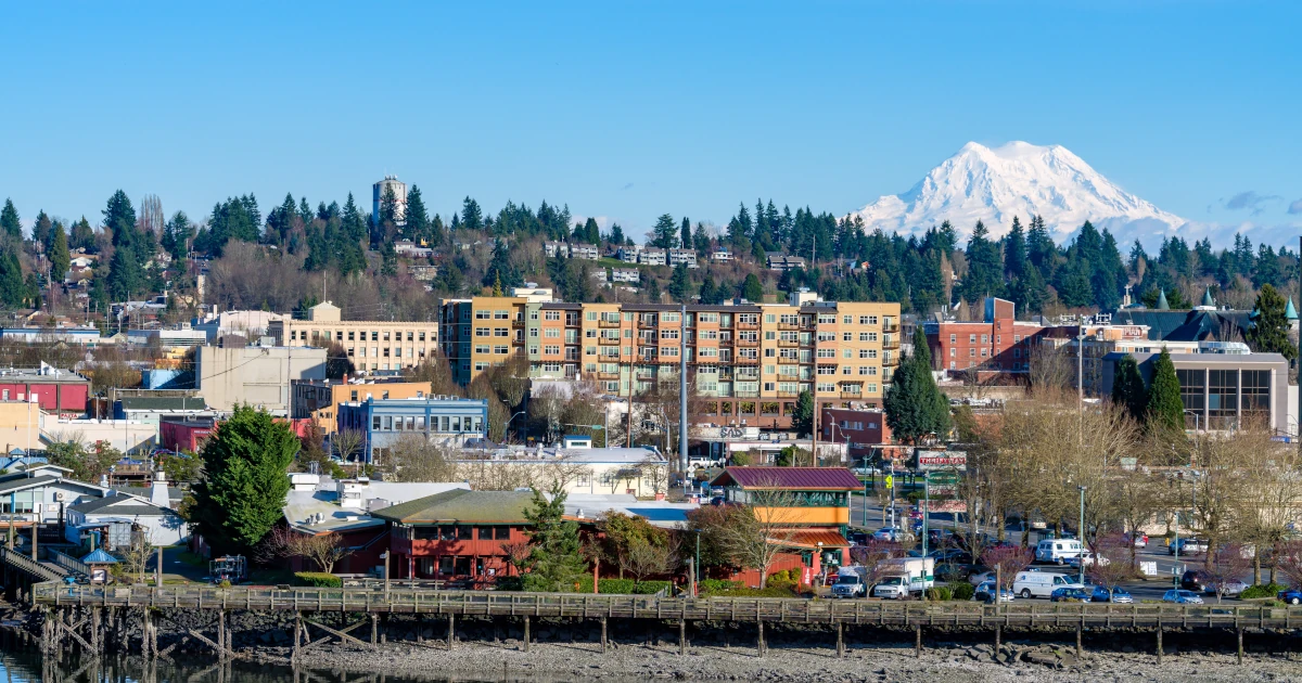 The Olympia, Washington skyline with Mount Rainier in the background | Swyft Filings