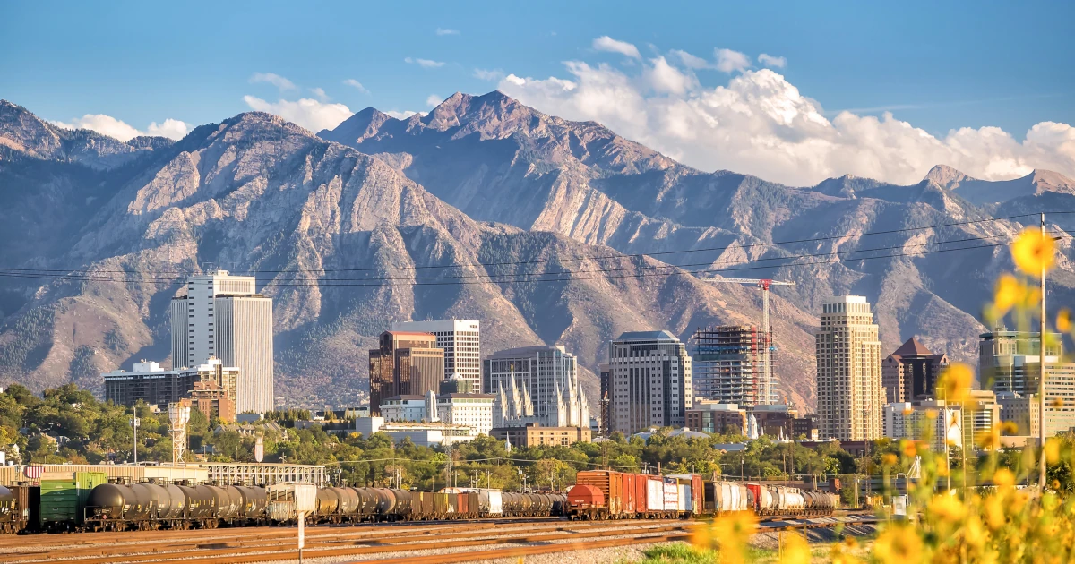 Downtown Salt Lake City skyline Utah in USA