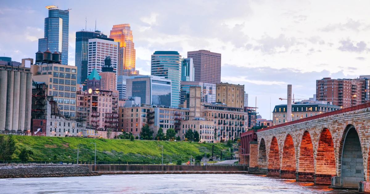 Downtown Minneapolis, Minnesota at night time