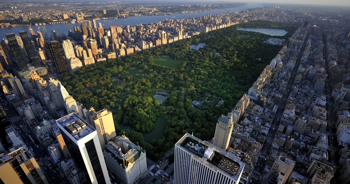 Central Park aerial view Manhattan New York