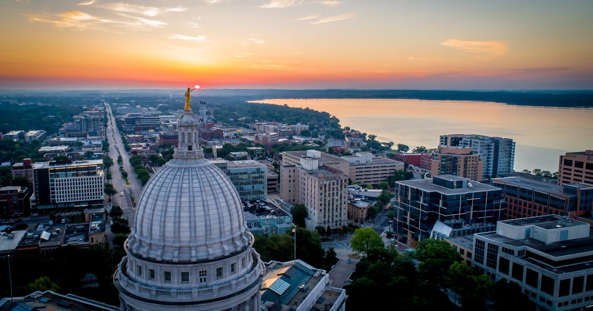The Wisconsin Capitol building at sunset | Swyft Filings