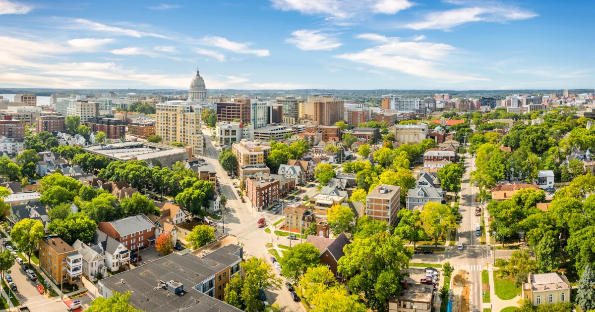 The Madison, Wisconsin cityscape from above | Swyft Filings