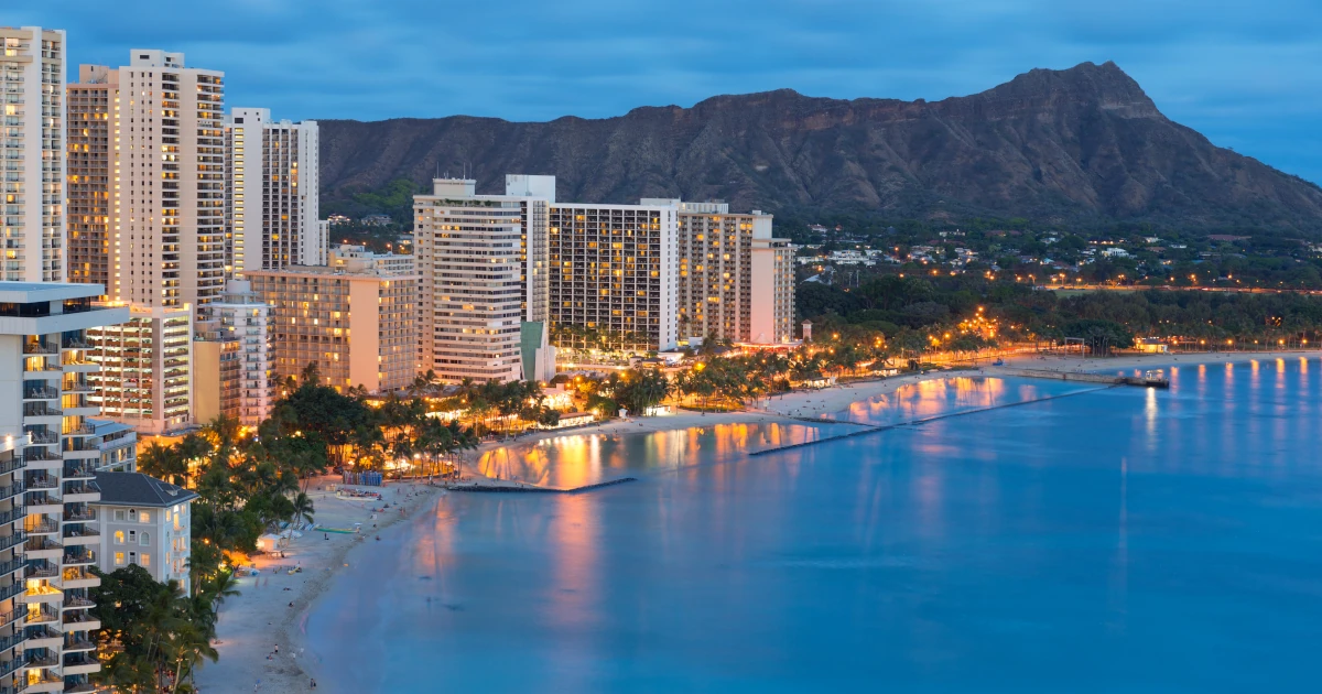 Downtown Honolulu, Hawaii at night | Swyft Filings