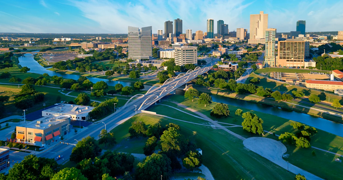 An aerial view of the Forth Worth, Texas skyline | Swyft Filings