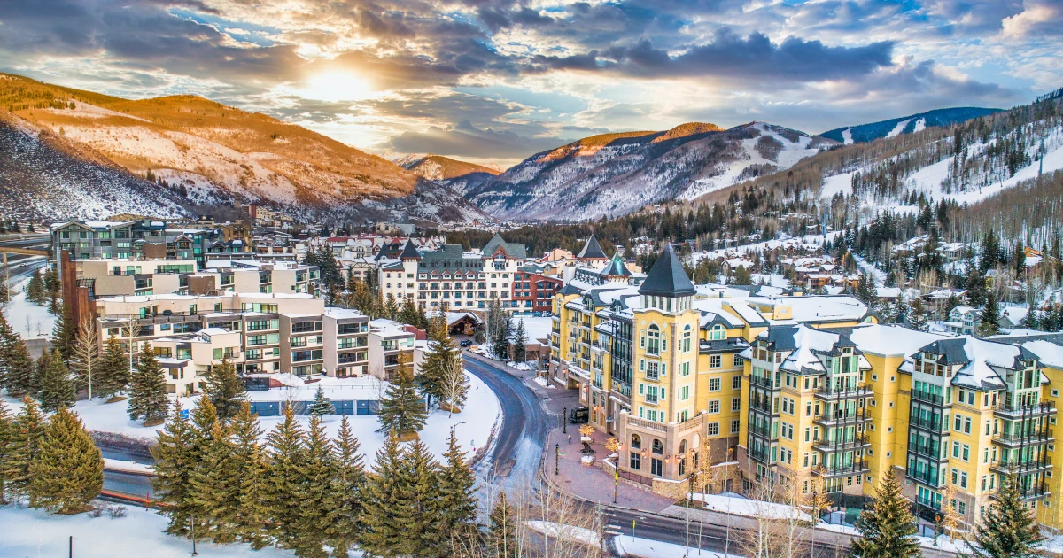 Vail, Colorado, USA Drone Village Skyline Aerial