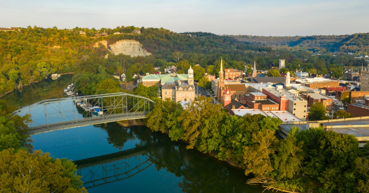A view of the Kentucky river by downtown Frankfort, Kentucky | Swyft Filings