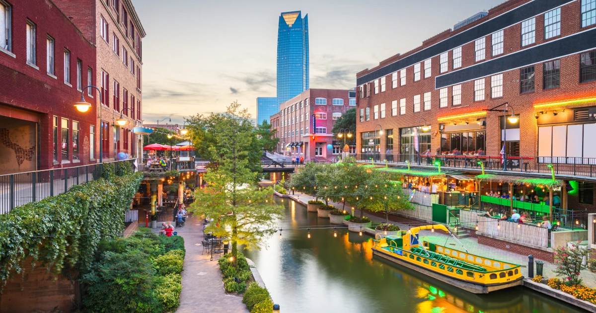 A river along a street in downtown Oklahoma City | Swyft Filings
