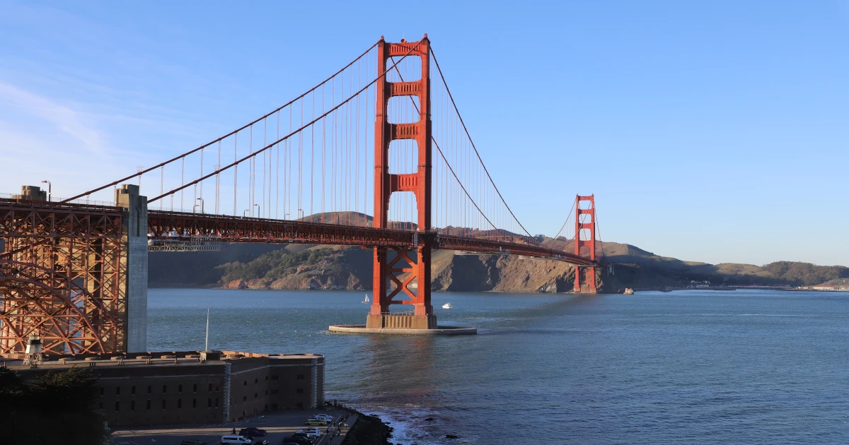 View of Golden Gate Bridge in California