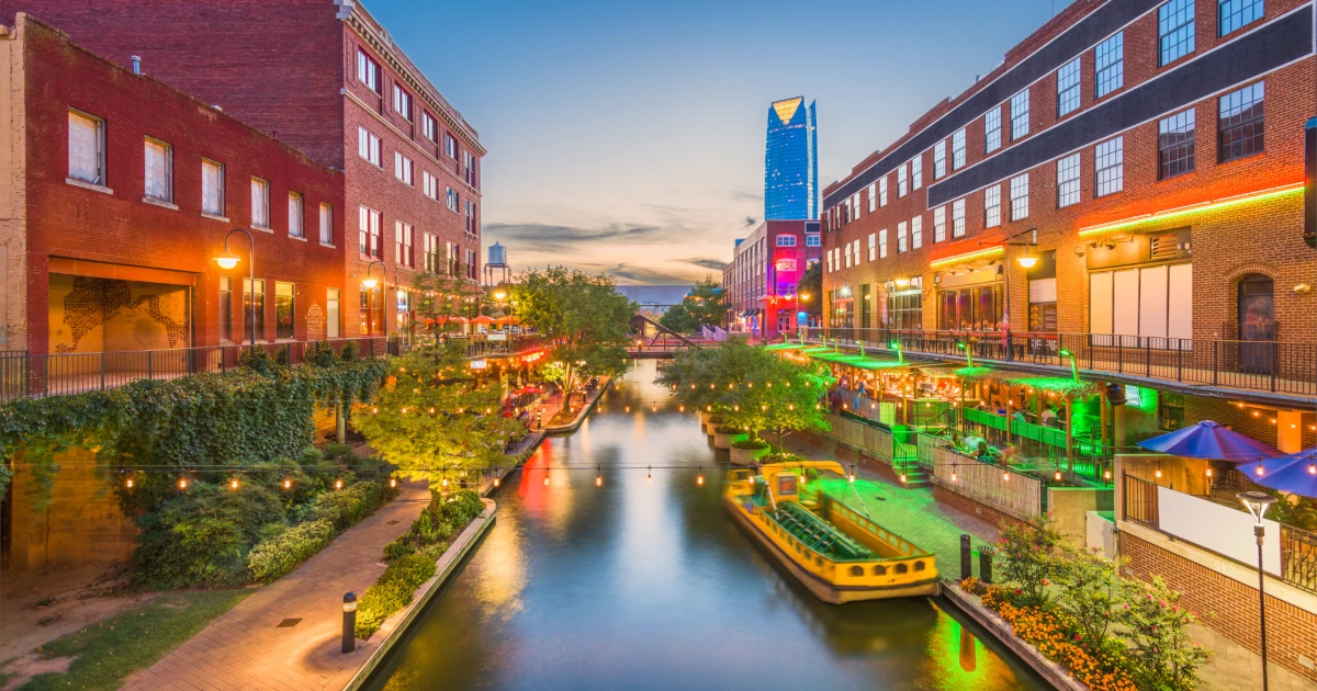 Businesses along the Oklahoma City riverwalk