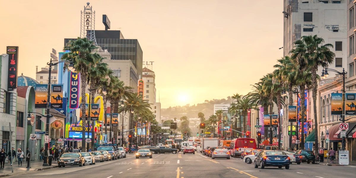 View of Hollywood Boulevard in California