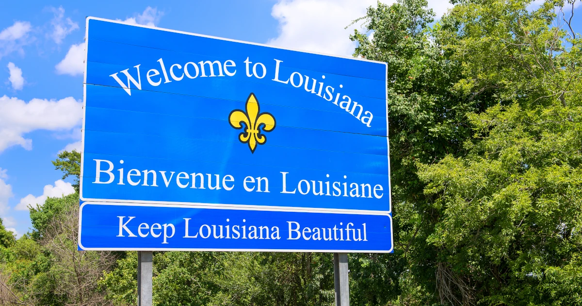 A welcome sign for the state of Louisiana | Swyft Filings