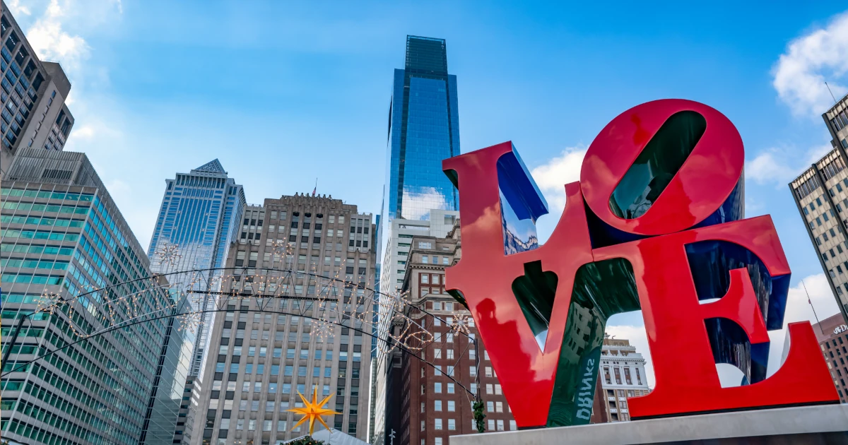 Famous sculpture spelling out "LOVE" in Philadelphia | Swyft Filings