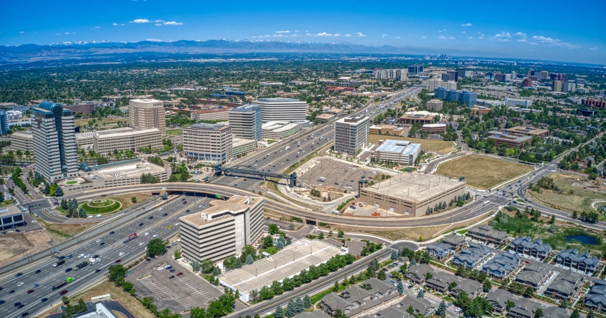 Aerial View of Denver Suburb of Aurora, Colorado