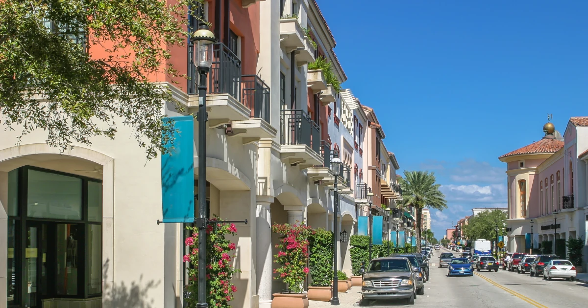 The town scape of West Palm Beach, Florida