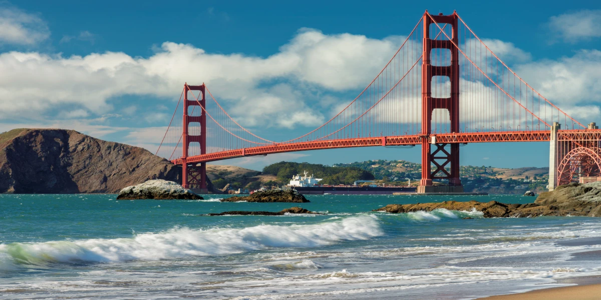 View of Golden Gate Bridge in California