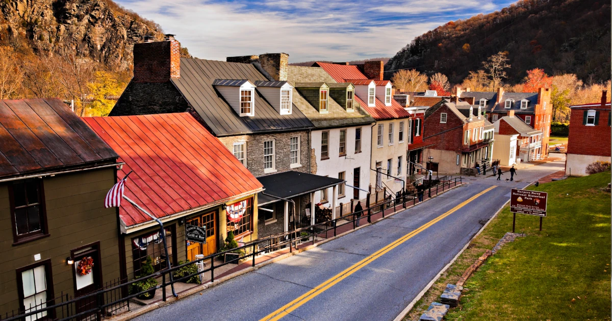 Street of businesses in West Virginia