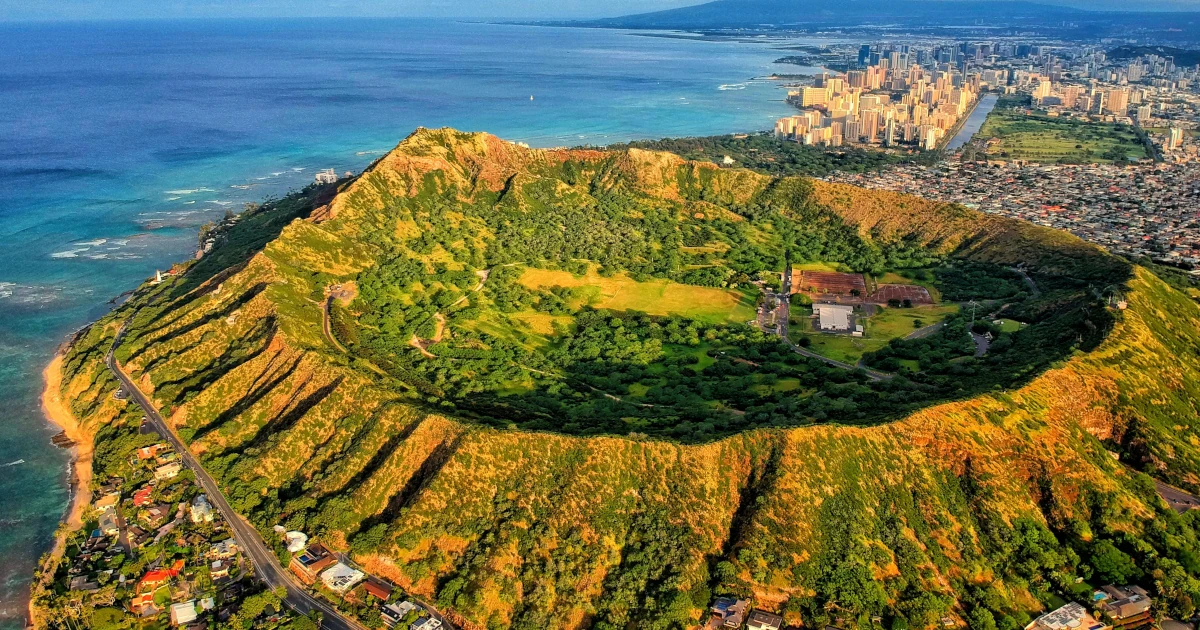 A birds-eye view of the Diamond Head Crater in Hawaii | Swyft Filings