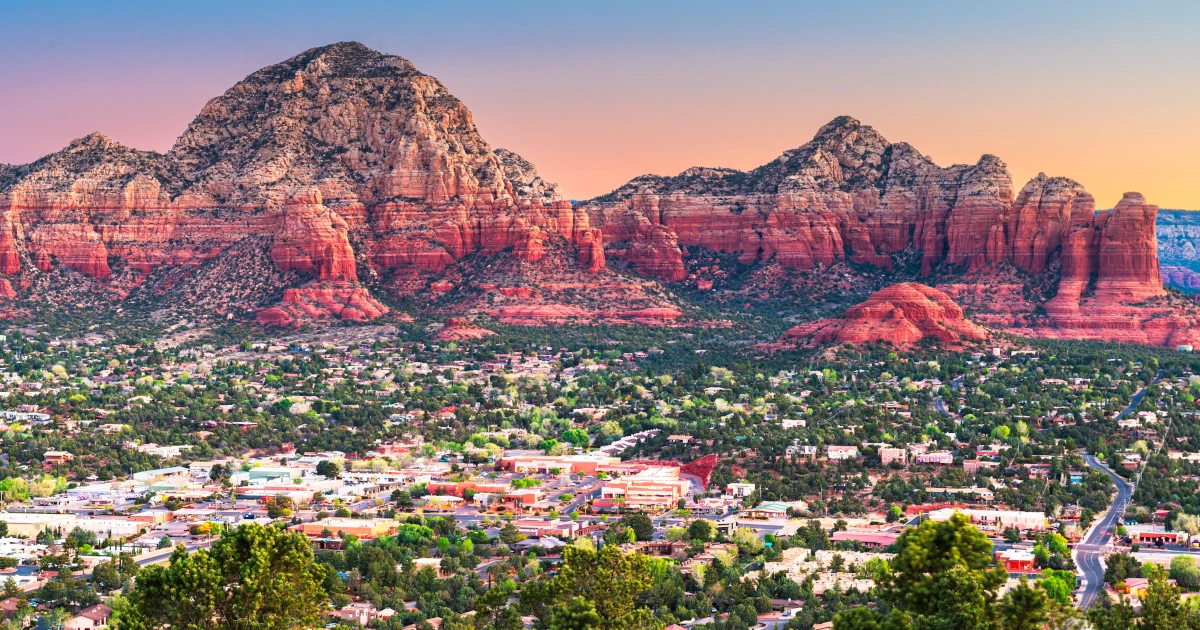 The Sedona, Arizona cityscape with a mountain valley in the background | Swyft Filings