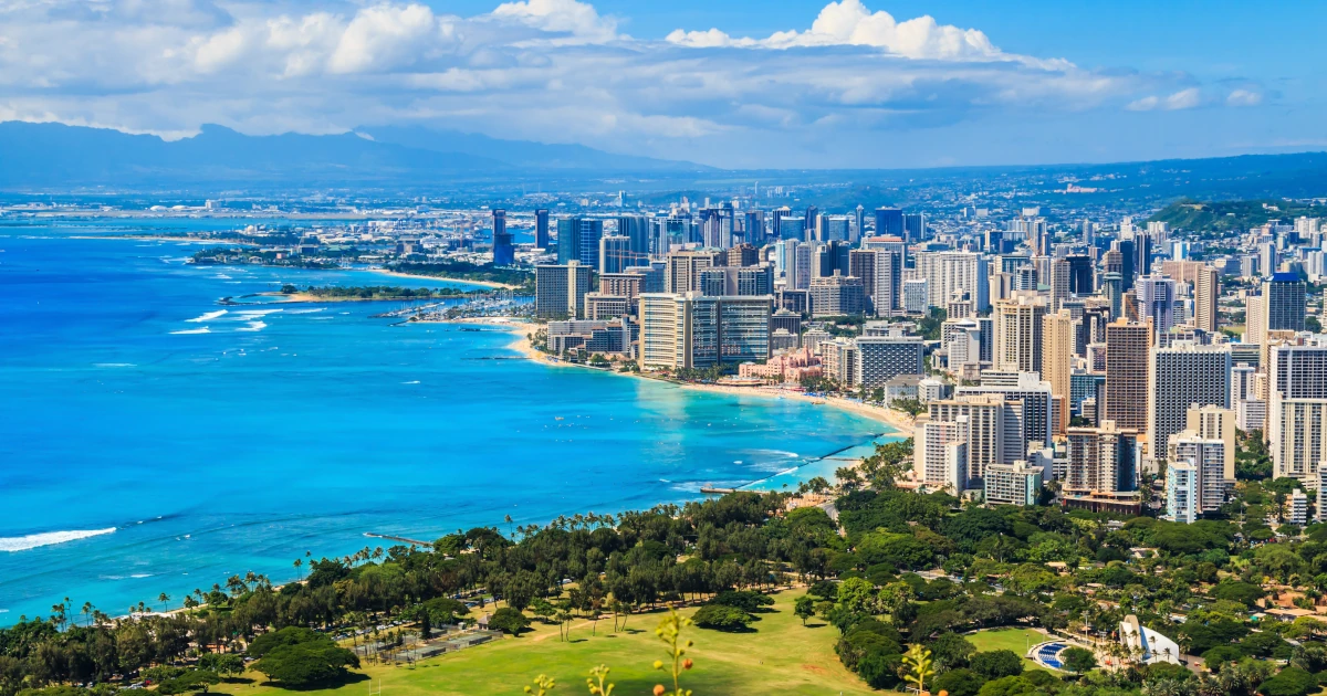 Skyline of Honolulu, Hawaii and the surrounding area