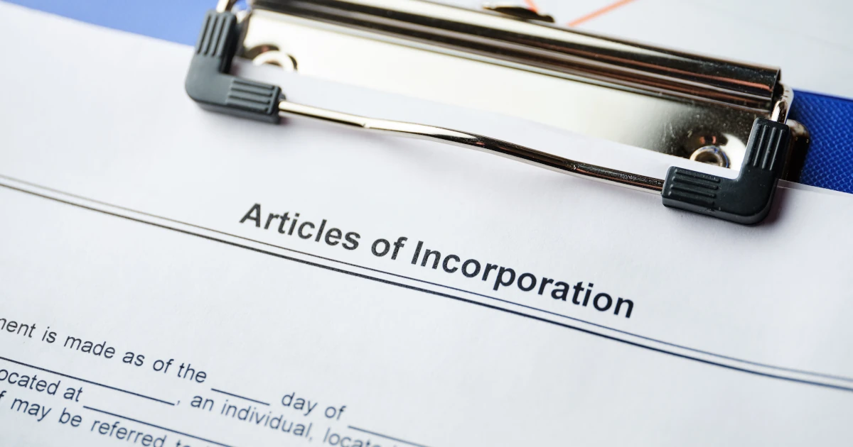 A picture of the Articles of Incorporation form | Swyft Filings