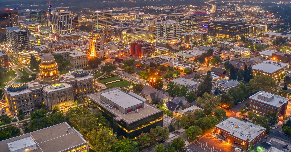 Aerial View of Downtown Boise, Idaho in Summer