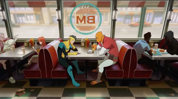 Mark and Allen sitting in Burger Mart