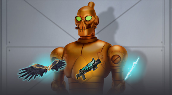 Cover graphic featuring Robot with weapon types from the game