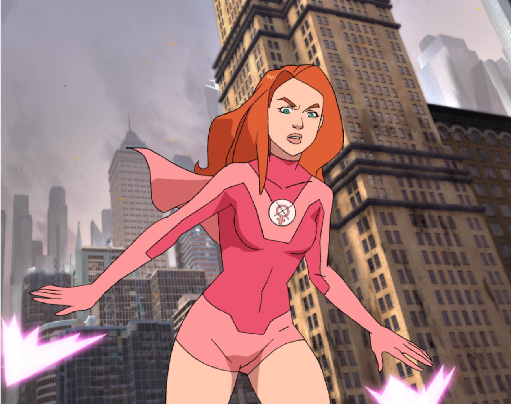 Atom eve fighting downtown