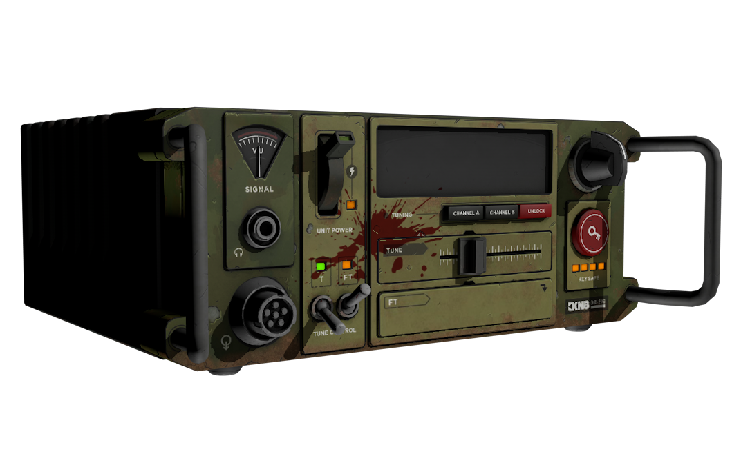 Old fashioned radio with blood splatters on it