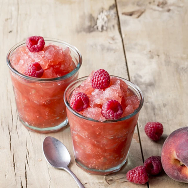 recette de granité pêche framboise