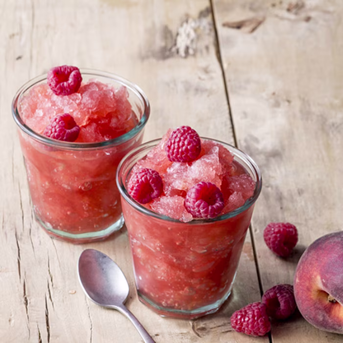 recette de granité pêche framboise