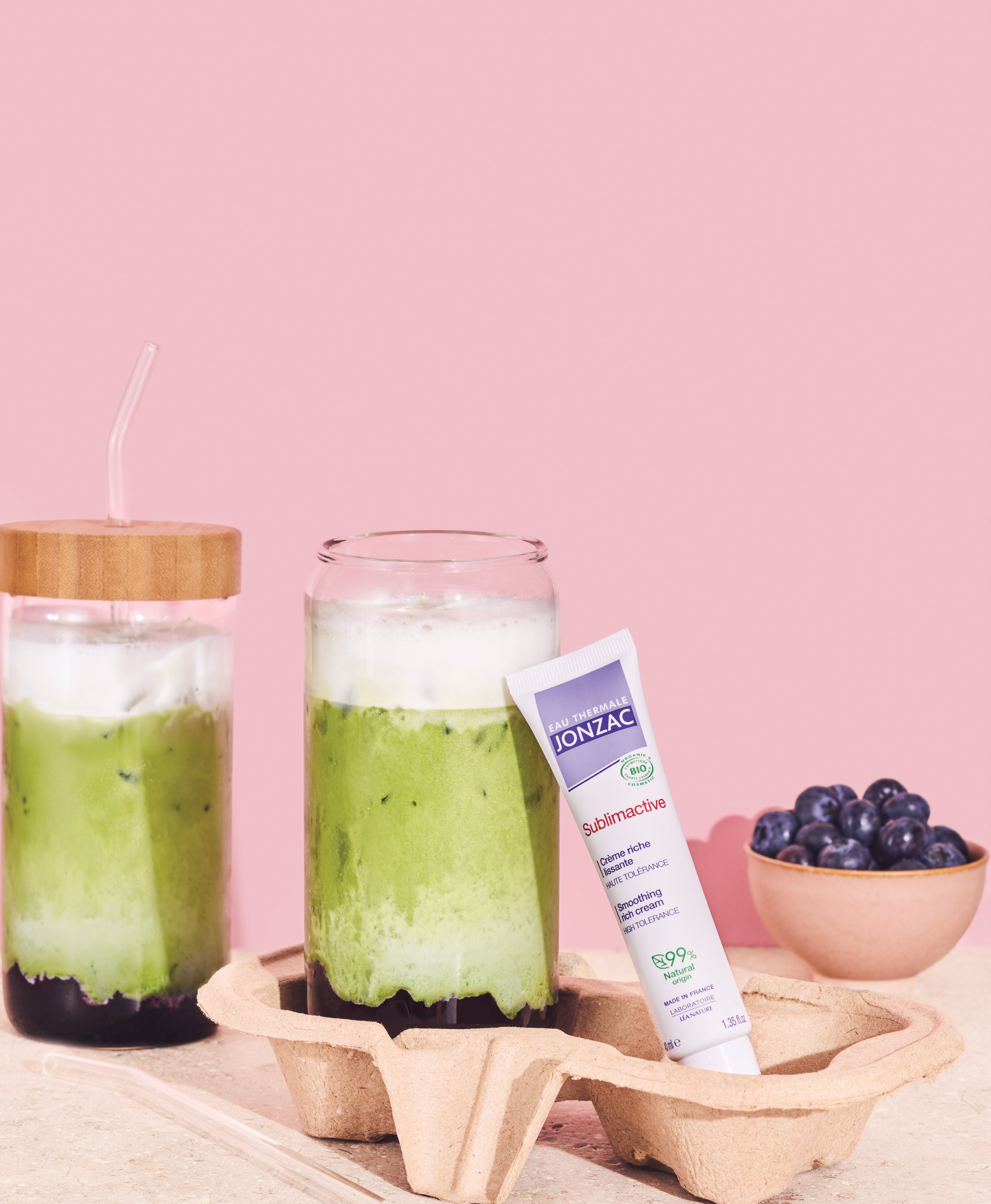 Blueberry matcha au collagène
