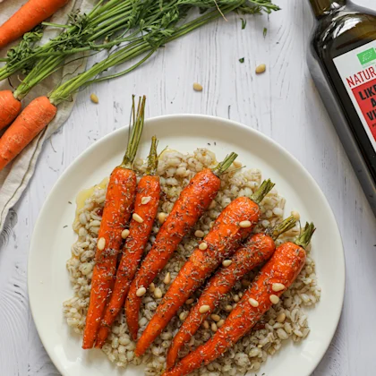 Carottes rôties au miel et orges perlés