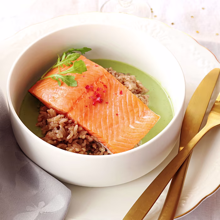 La recette de saumon sauce coco matcha
