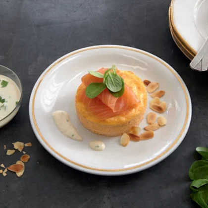 recette de la Mousse de Saumon et de sa crème persil et paprika