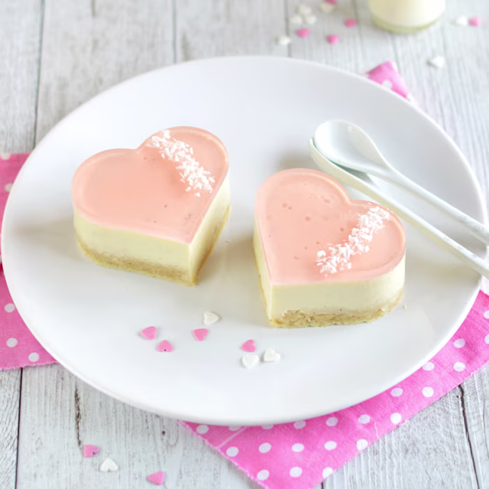 Gâteau coeur litchi et tofu soyeux