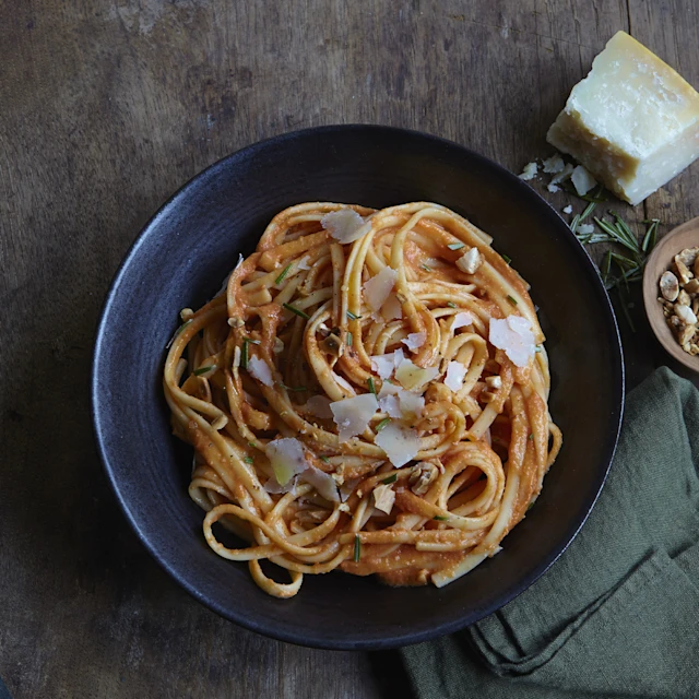 recette linguini rosso et ses amandes
