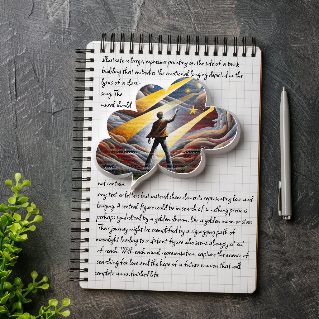 A notebook with lyrical ideas about the song Moonraker.