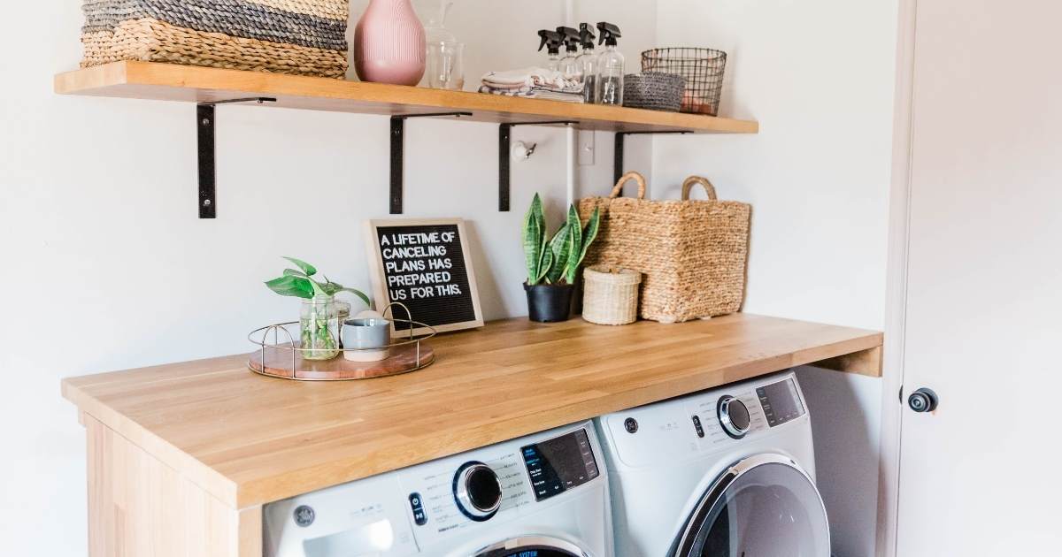 Butcher block on top of washing machines