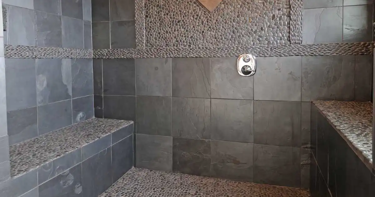 Large Spacious Shower with shower bench