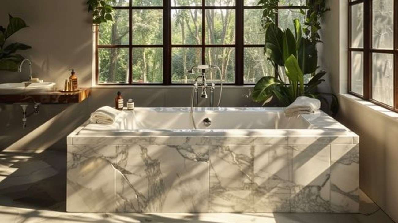 best marble tile bathtub