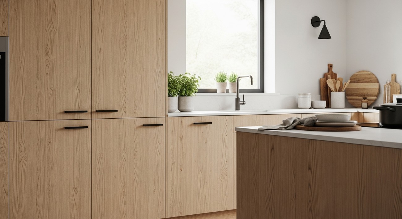 white oak kitchen cabinets photo