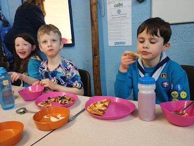 The pizzas made by the Beavers look delicious and the Beavers look pretty pleased with the job they've done.