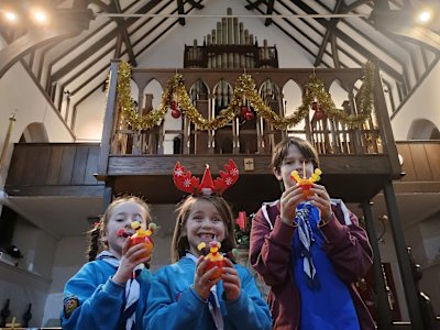 The Beavers and their Young Leader have finished making their Christingles. 